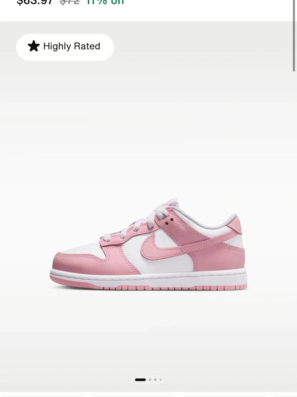 Brand New Nike Kids Pink and White Low-Top Sneakers